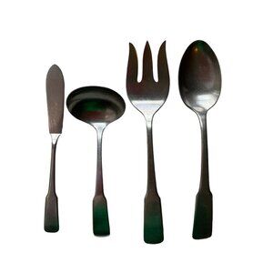 Vintage 1847 Roger Bros 4 Piece Flatware Silver Tone Stainless Serving Set Minim